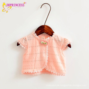 Baby Girl Sleeveless Dress Tippets con borde de encaje y lazo decorativo